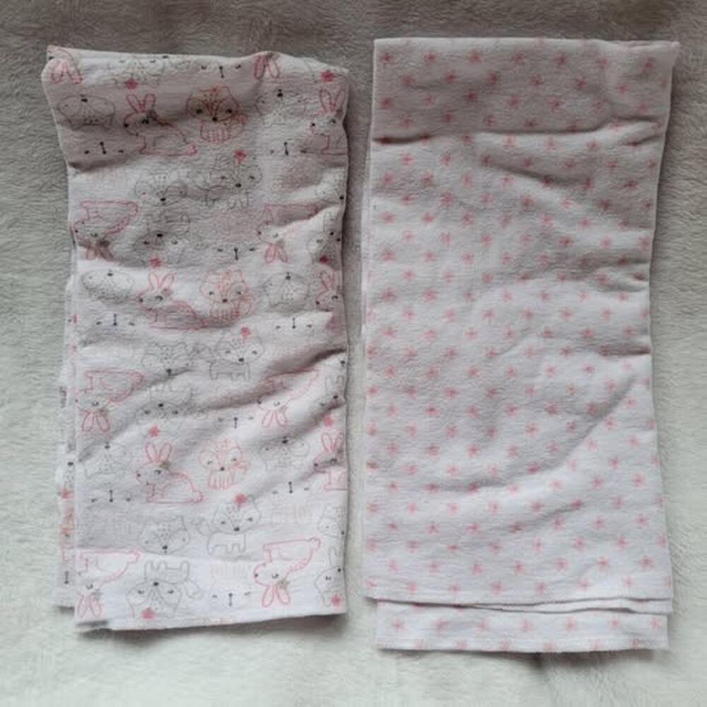 Gerber Blankets Baby Girl Pink One Size Swaddle Nap Sleep Floral Fox Bunny 2PC